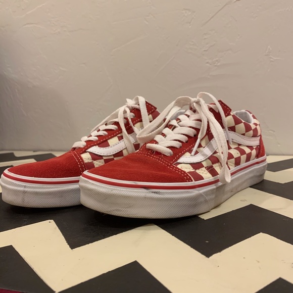 Vans Shoes - Red and white checkered old skool vans